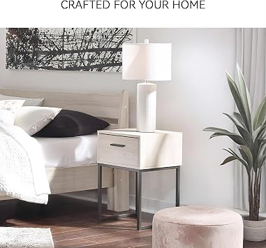 Signature Design by Ashley Socalle 1 Drawer Nightstand, 26 Tall, Natural Beige