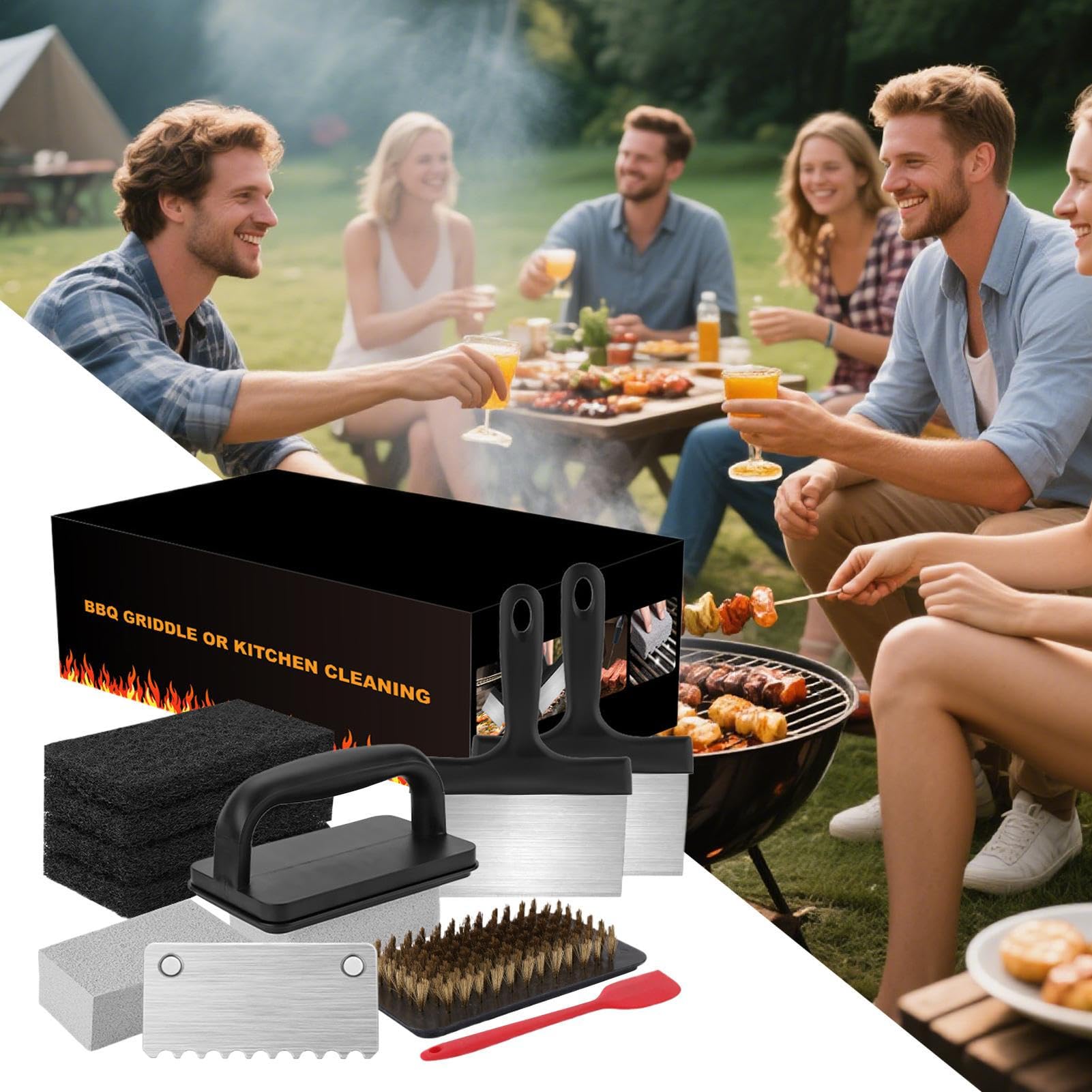 Almohadillas Limpiadoras Para Planchas Almohadillas de Limpieza para | Estropajo Ergonómico Multifuncional Resistente Al Calor Para Pala, Rejilla Y Utensilios De Cocina Para La Playa