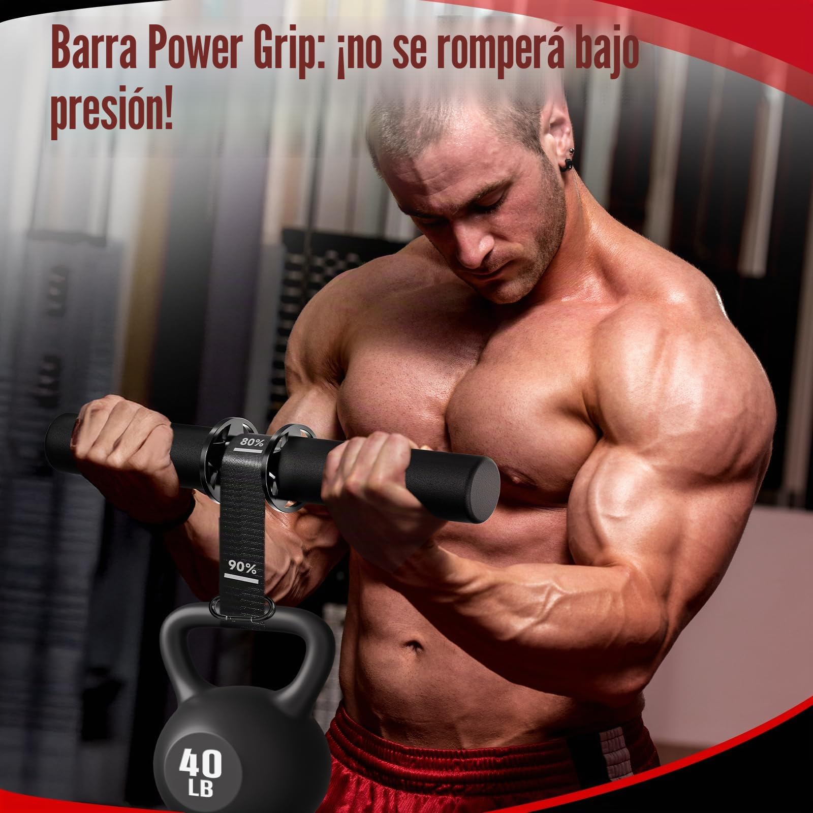 FitBeast Fortalecedor de antebrazo y rodillo de muñeca, ejercitador de antebrazo ajustable con asas de agarre antideslizantes gruesas, ideal para aumentar la fuerza de agarre y la construcción