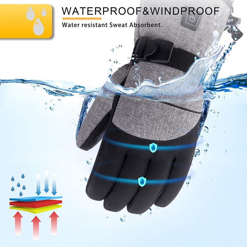 Guanti Riscaldati Elettrici Ricaricabile con Temperature Regolabili Antivento Impermeabile Moto Guanti Artrite Scaldamani Ideale per Moto,Caccia,Christmas