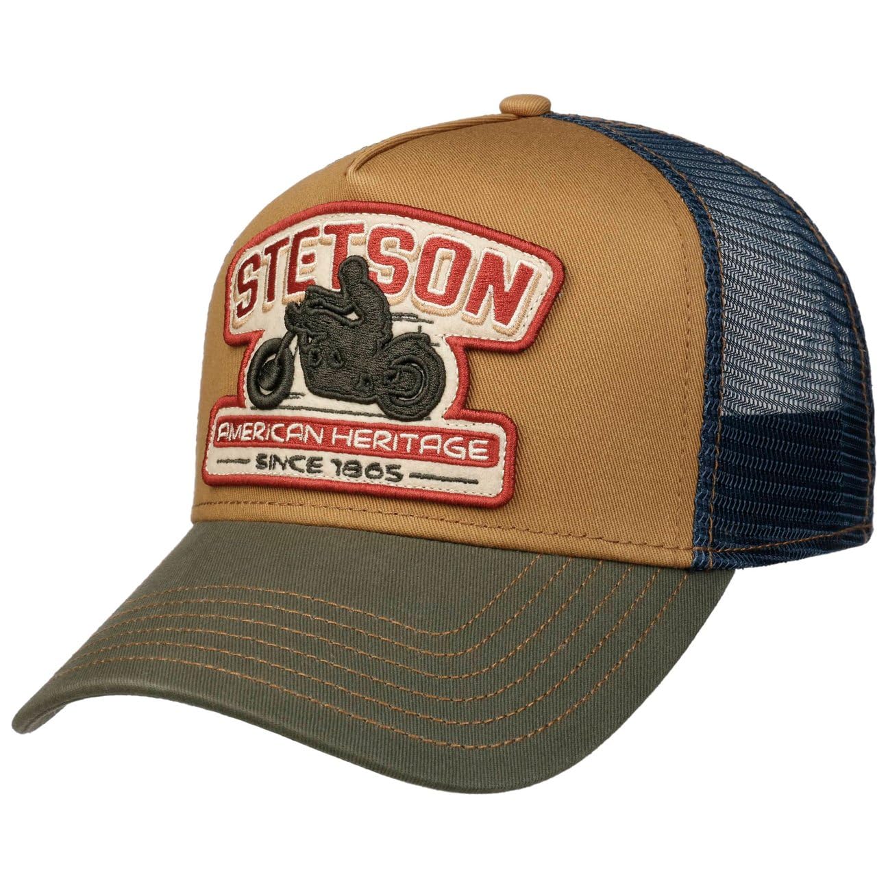 Stetson Biker Trucker Cap Size Adjustable Multicoloured Mesh Cap Men's Spring Summer Blue One Size Fashion