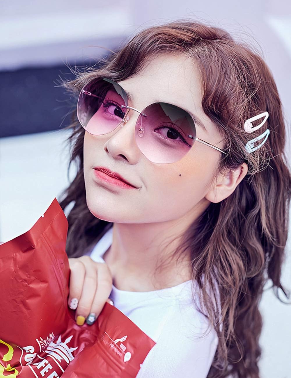 Miniatura 2 de VEGOOS - Gafas de sol sin montura para mujer con protección UV diseño de gran tamaño