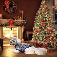 Vista 2 de HOMIMP Suéter de rombos para perros - Ropa cálida de invierno para cachorros, abrigo suave, suéter feo para perros pequeños, medianos y grandes, Azul