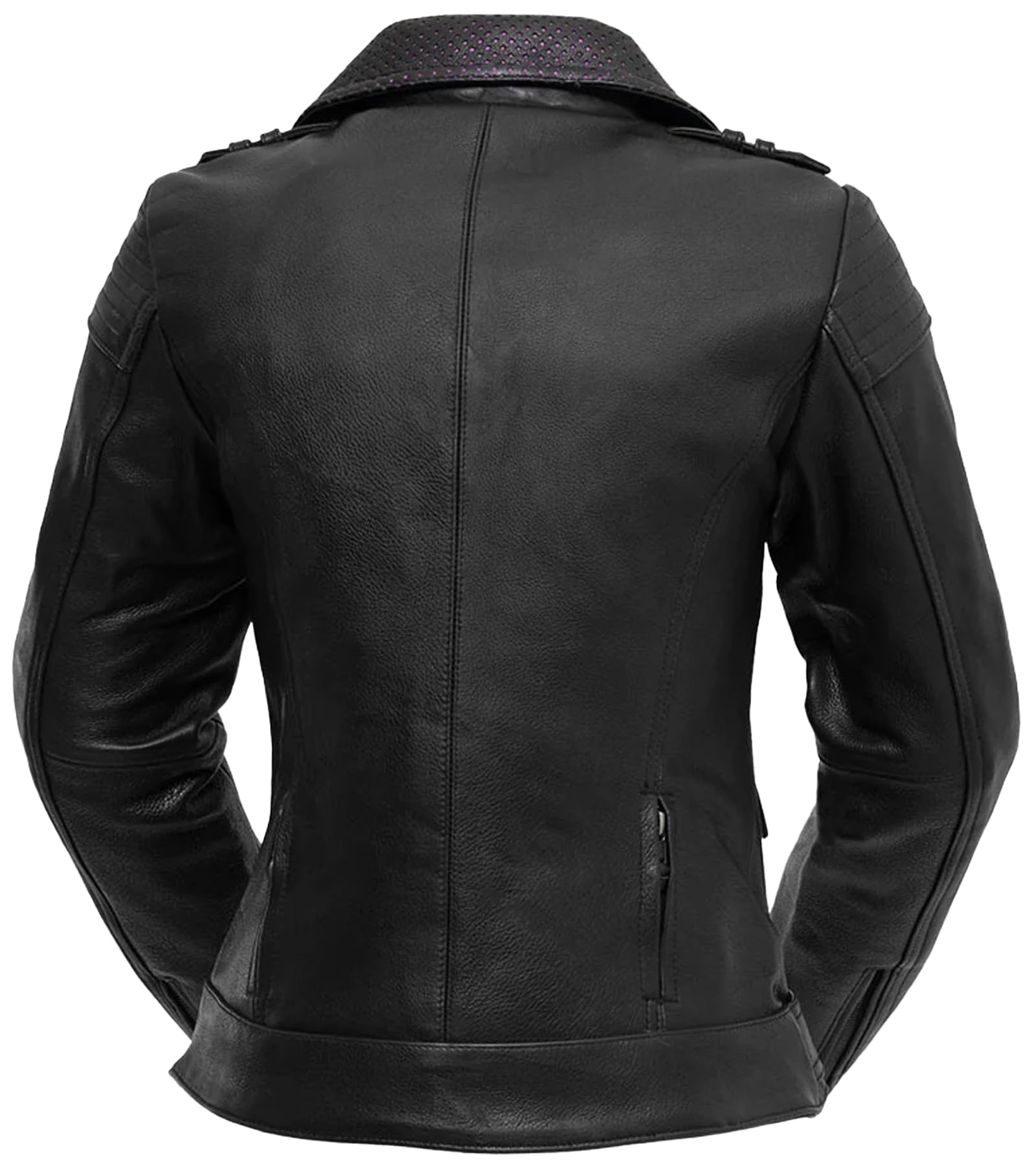 First Mfg Co - Iris - Women's Motorcycle Biker Riding Black Leather Jacket - 4X Large - Adjustable Belt Armor Pockets