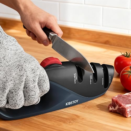 Miniatura 5 de Afilador de cuchillos, 6 ángulos de afilado ajustables, herramienta afiladora de cuchillos gruesa y fina, afilador de cuchillos manual de mano para