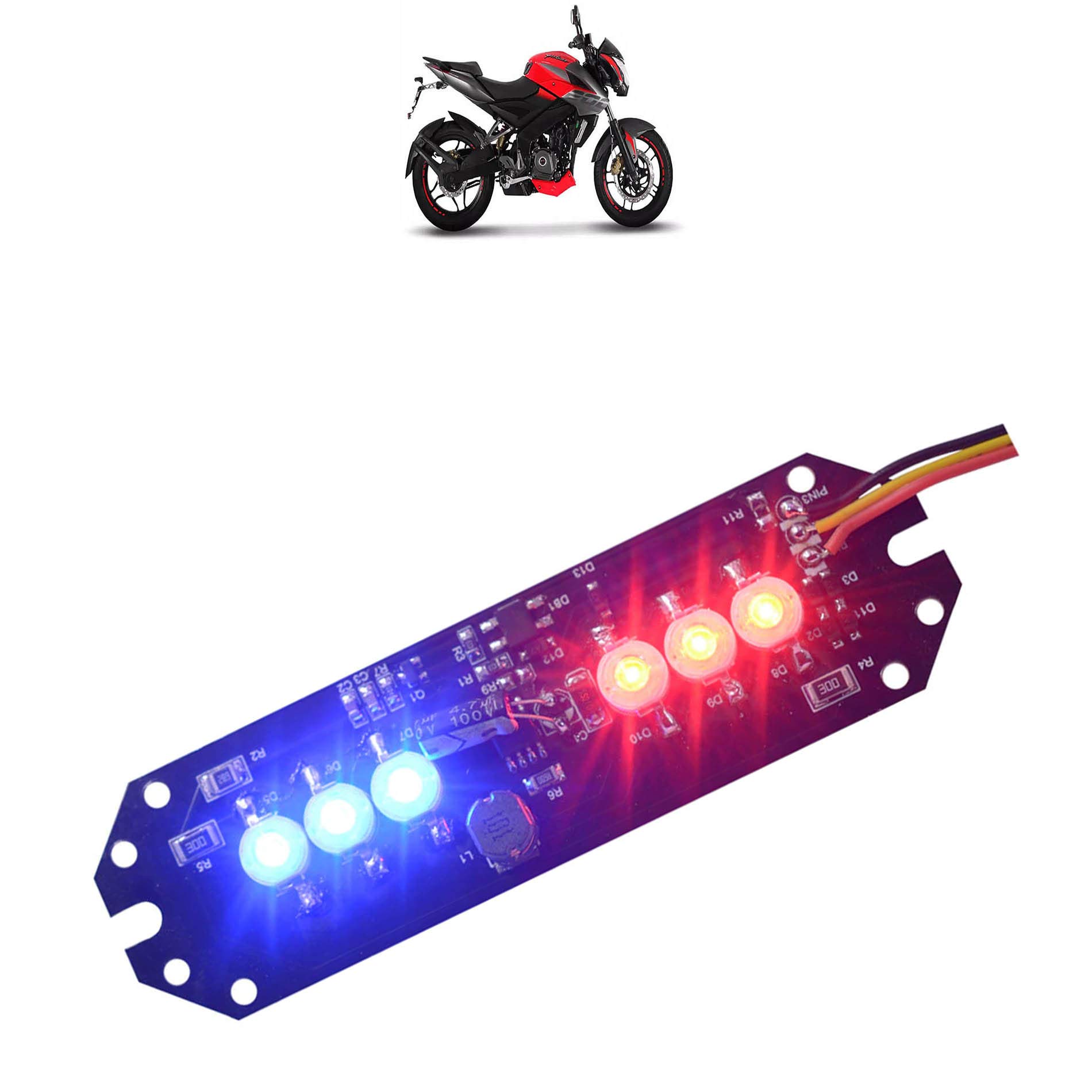 Adroitz Police Style Blinking Led Mini Flasher for Bajaj Pulsar NS 200