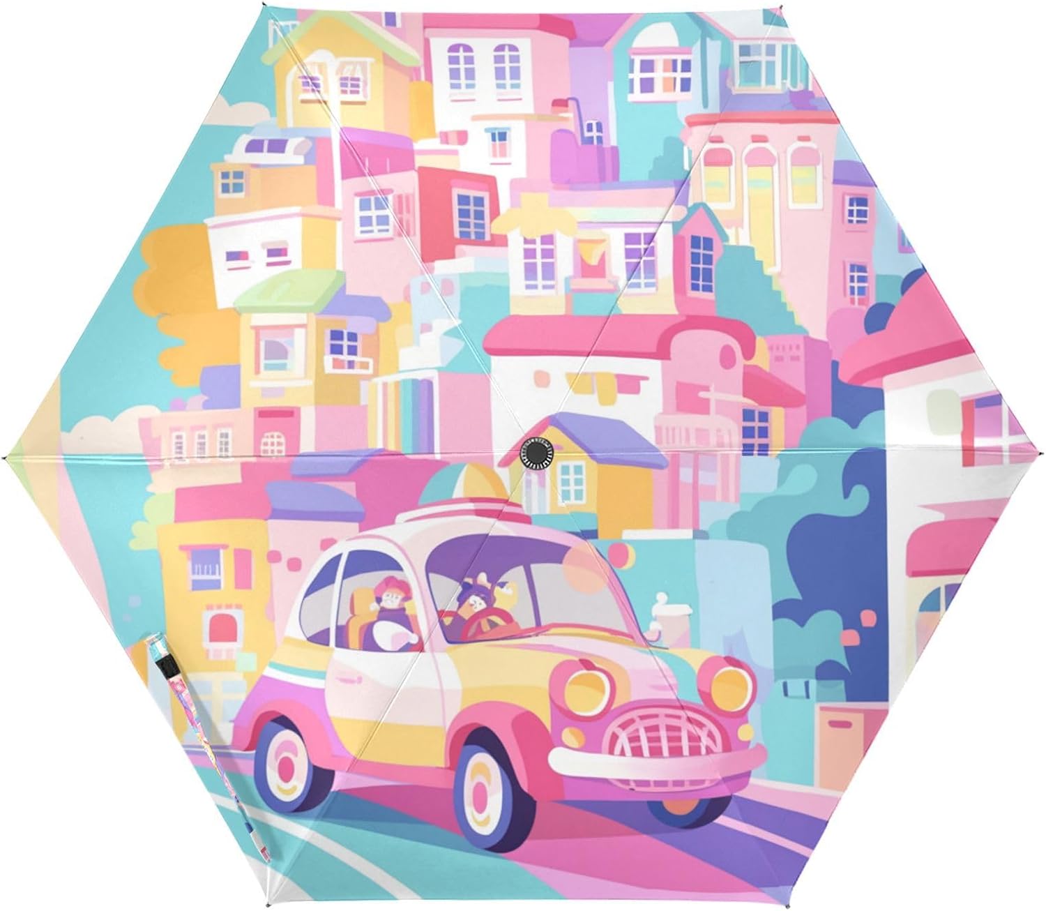 Cartoon Colorful Car and City UV50+ kids umbrella girls 8-10 under the sun Compact large umbrellas for rain auto open (prop1)