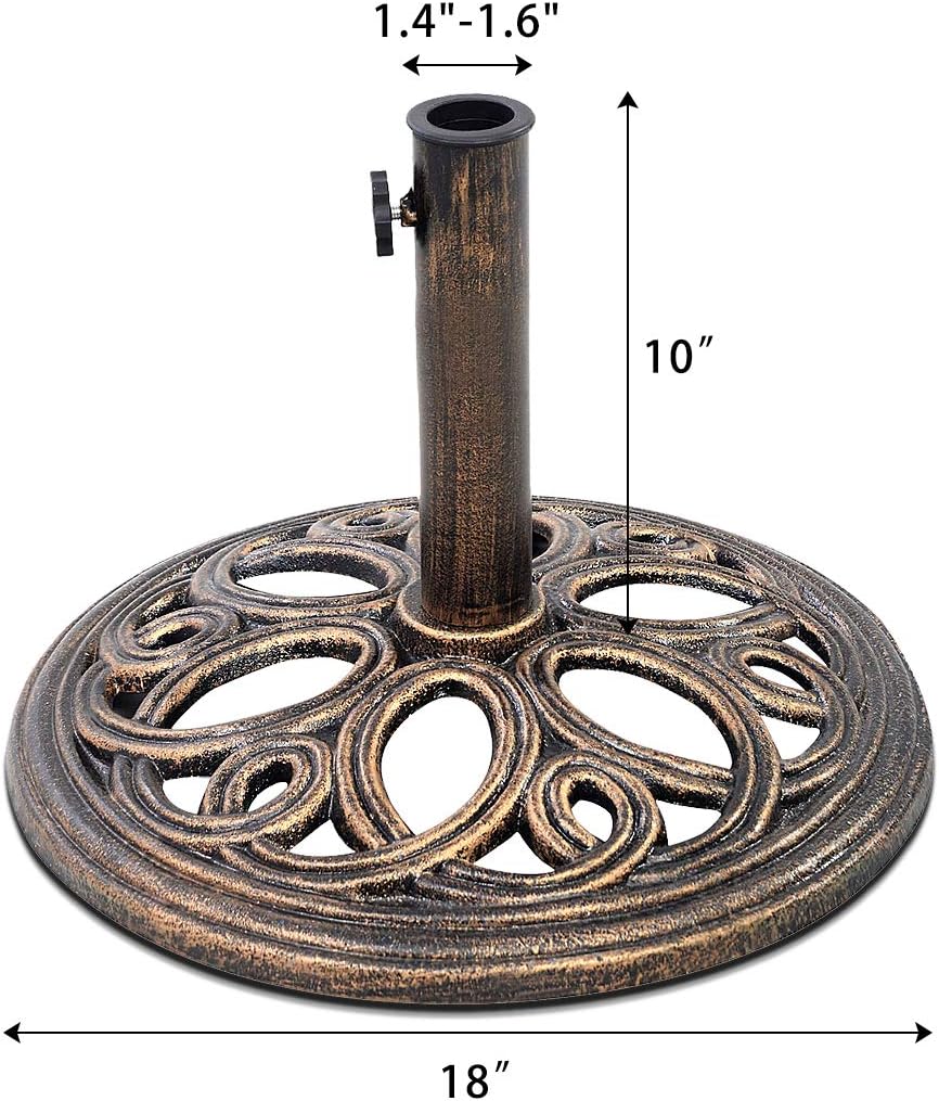Giantex 18" Round Umbrella Base Stand 23Lbs Cast Iron Market Patio Outdoor Deck Porch Lawn Garden Heavy Duty Patio Umbrella Base Stand