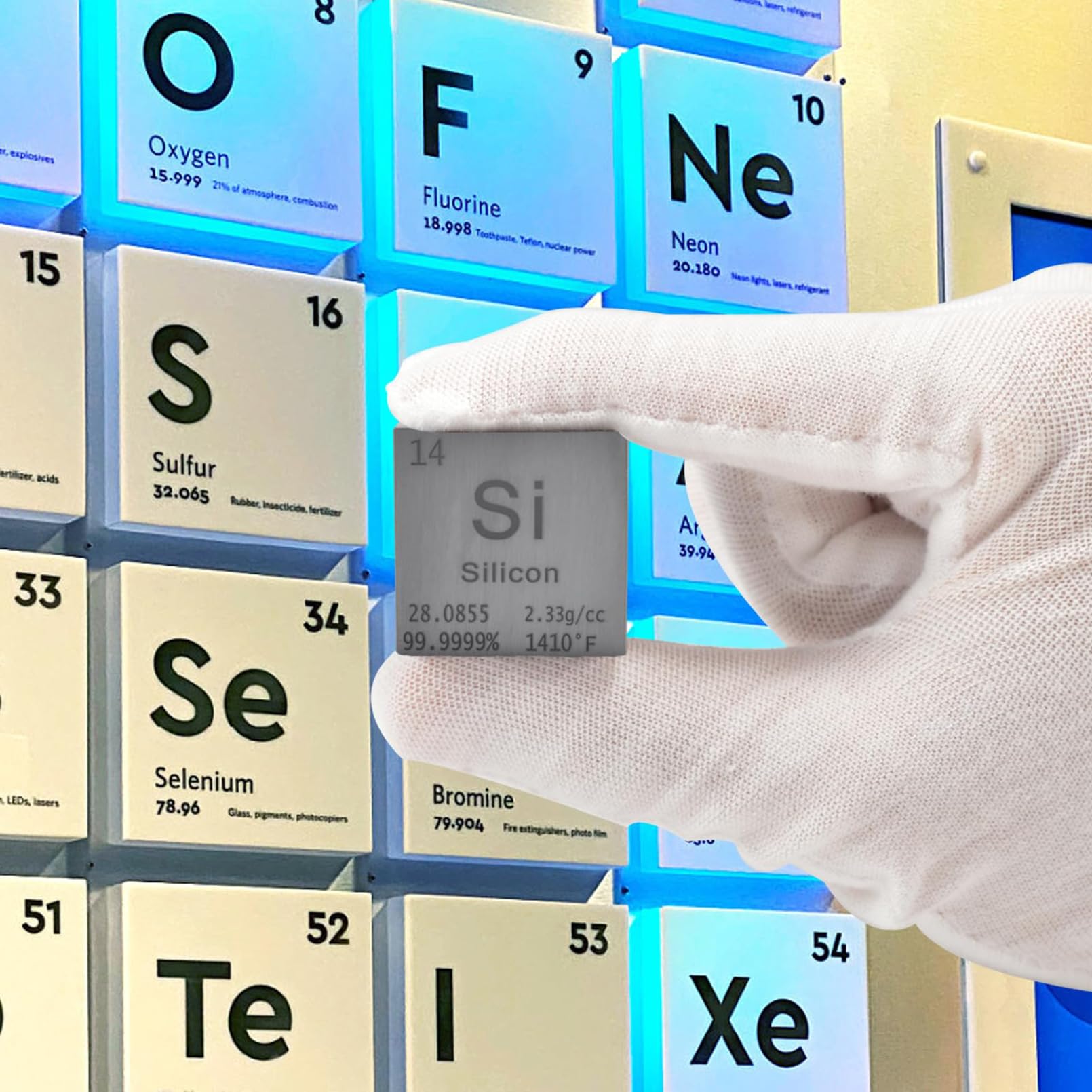 1 Inch Silizium Würfel 25,4 mm Metall Dichte Würfel reines Metall hohe Dichte Element Würfel für Element Sammlungen Labor Experiment Material Hobbys
