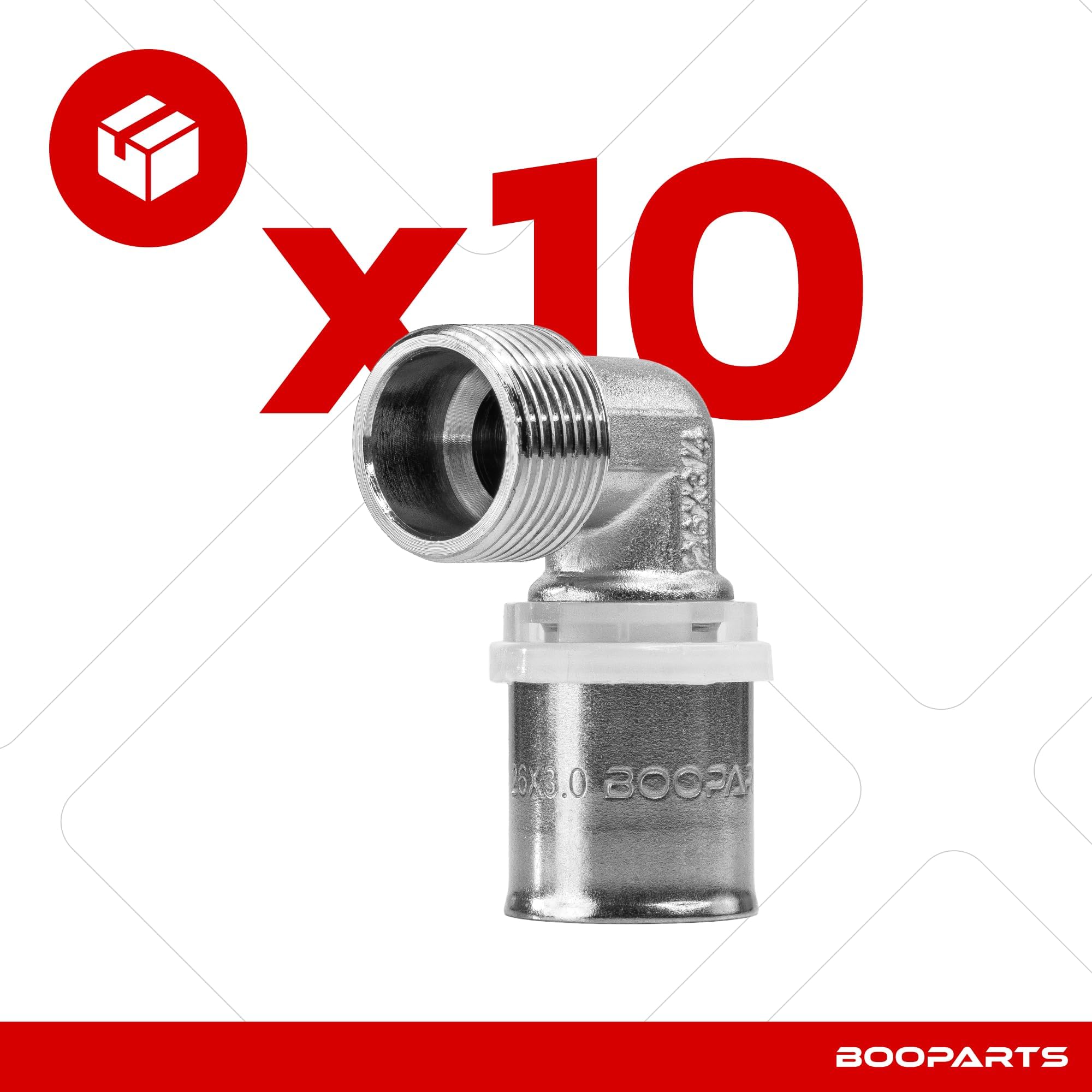 10 piezas – Codo macho a crimpado Ø26-3/4" (20/27) | Conexión multicapa contorno TH | Conexión fontanería acodada impermeable para calefacción y agua sanitaria