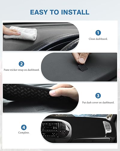 Miniatura 7 de FIILINES Cubierta de salpicadero para Ford F-150 F150 1997-2003, cubierta de salpicadero para accesorios de Ford, protector de malla antideslizante,