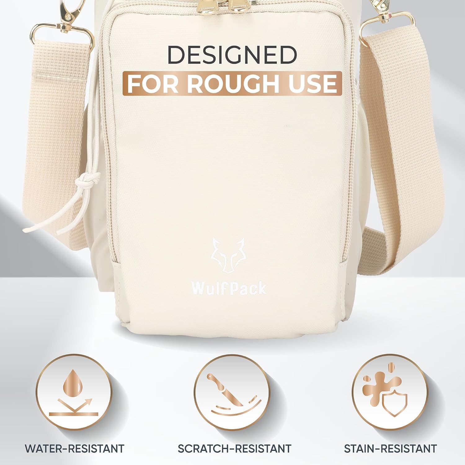 WulfPack Magnetic Gym Bag, Magnetic Bottle Bag, Water Bottle Carrier Holder with Large Phone Pockets, Large Pockets, Gym Bag, Work, and Sports (Crème) - Image 5