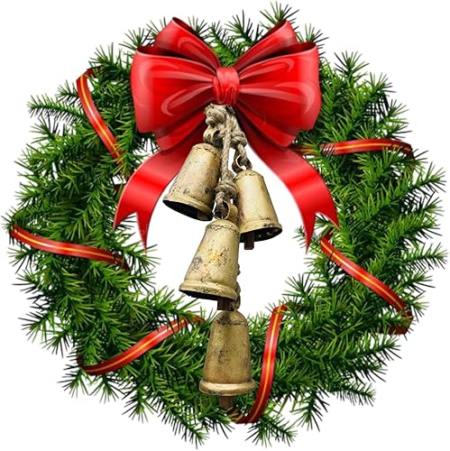 Miniatura 3 de Juego de 4 campanas rústicas colgantes de metal estilo shabby chic, campanas de vaca de meditación de inspiración tibetana con cuerda de yute,