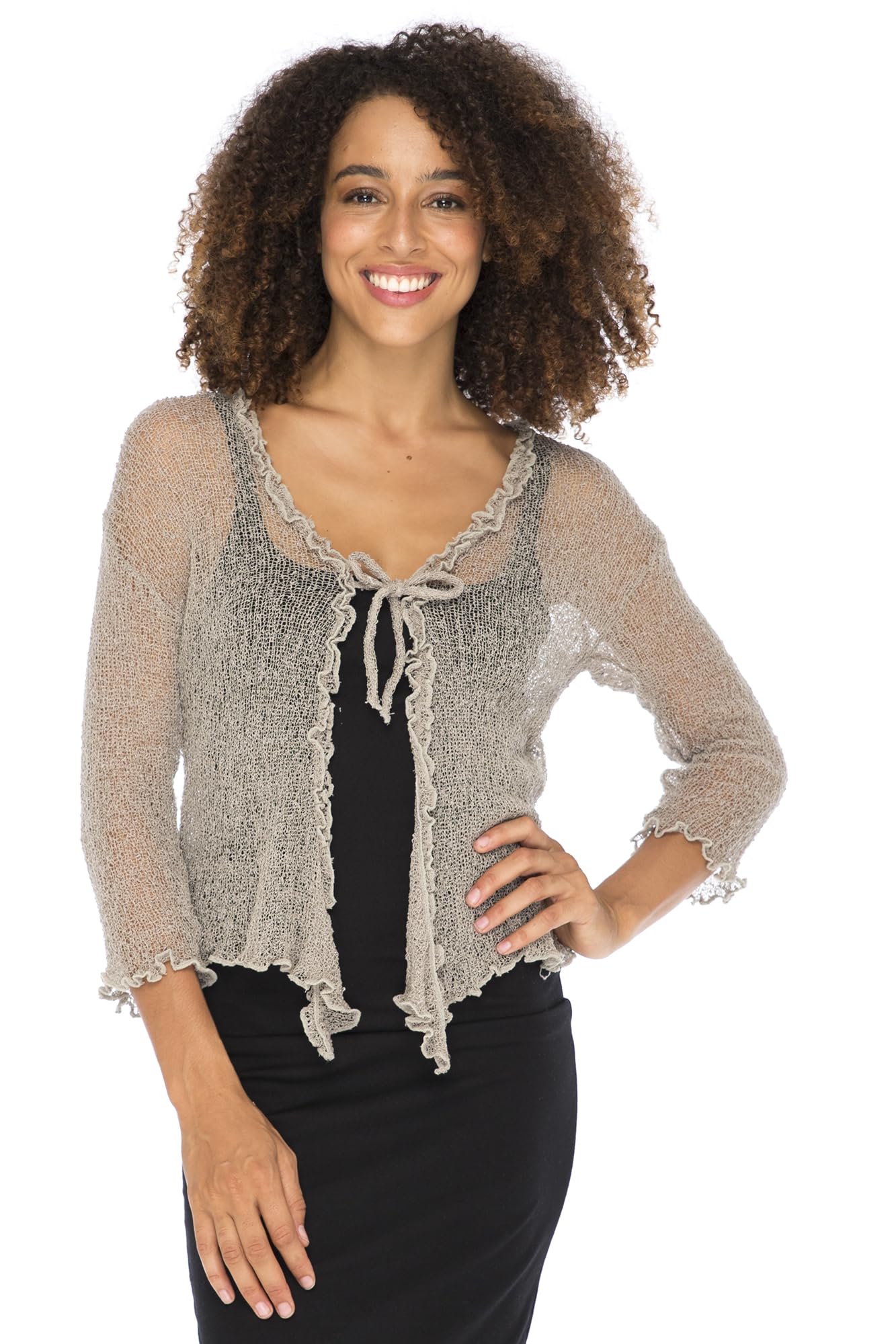 Back From Bali Beige Ruffle Shrug Lite