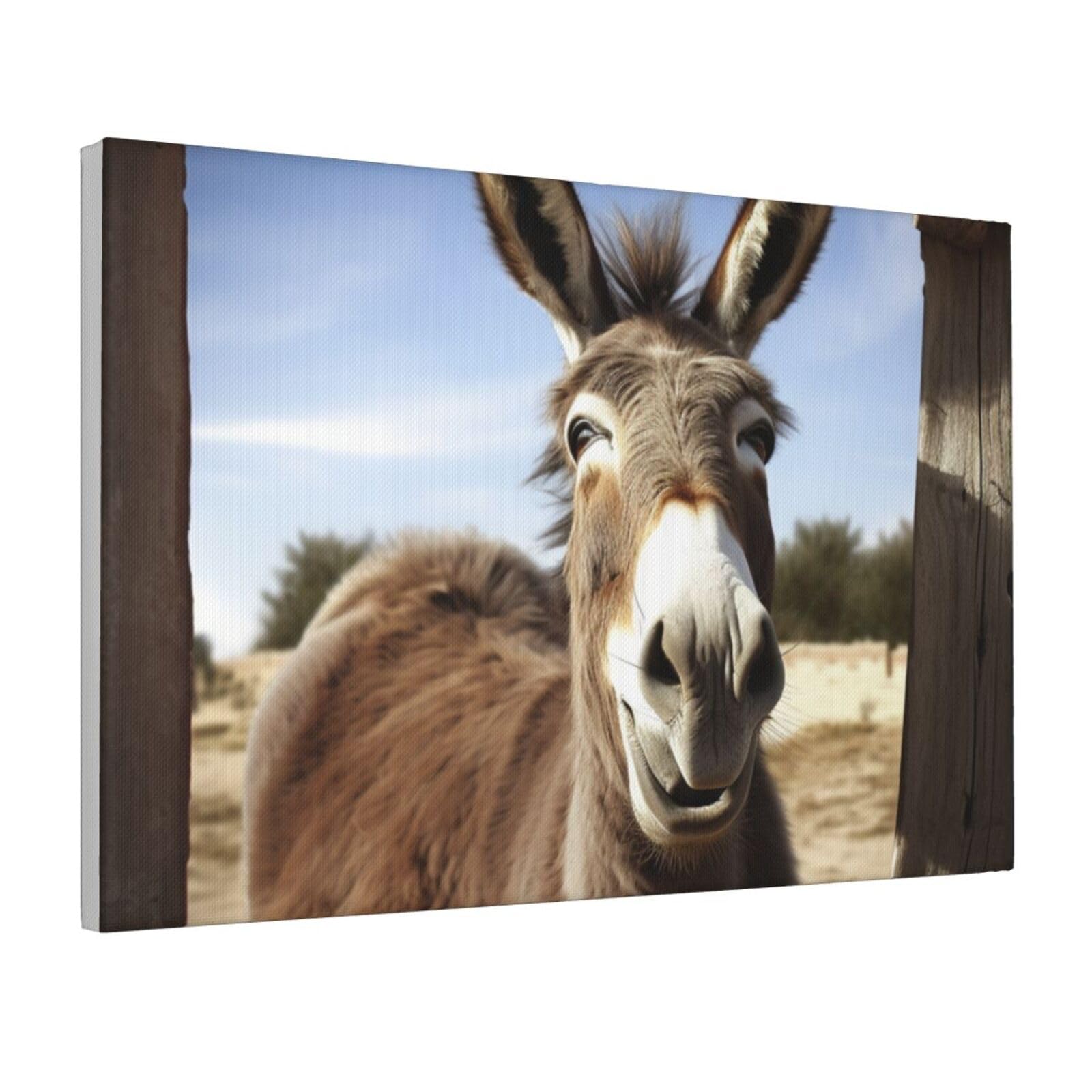 Framed Wall Art for Living Room Art Work, Funny Donkey Picture Prints Modern Office Wall Paintings Poster Aesthetic Wall Decorations for Home Decor Ready To Hang 8"x12"