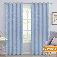 Vista 300 de BGment Room Darkening Curtains 95 Inches Long, Grommet Thermal Insulated Blackout Curtains with Wave Line and Dots Printed for Bedroom, 2 Panels