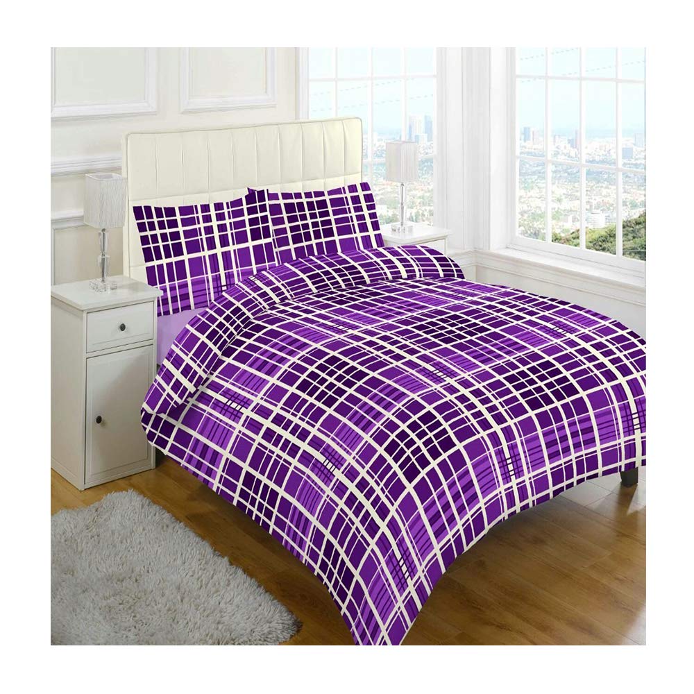 De Lavish Evan Plum Flannelette Sheet Set King Size With Pillowcases Bedding Set 100% Cotton Includes 1 Fitted Sheet + 1 Flat Sheet + 2 Pillowcase,
