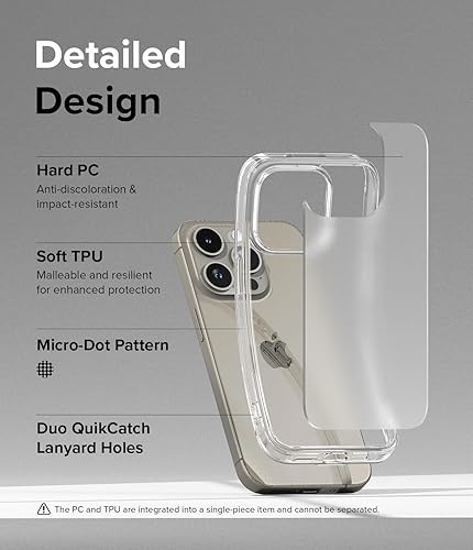 Miniatura 7 de Ringke Fusion evita manchas grasas Compatible con iPhone 15 Pro, tecnología antihuellas fáciles de sostener, se siente aterciopelada suave de 6.1