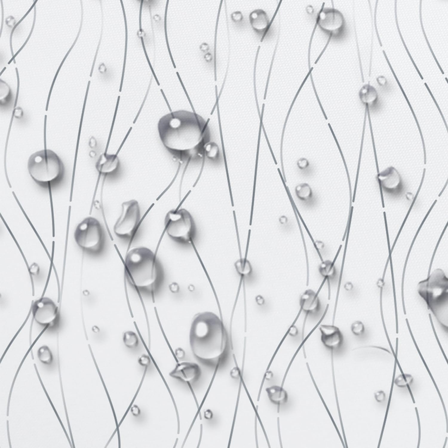 No Hook Shower Curtain with Snap in Liner, Gray Abstract Wavy Line, Minimalist Modern Neutral Bathroom Shower Curtain, Waterproof Fabric with See Through Mesh Top Window, 71x74 Inch