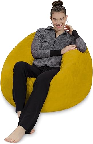 Miniatura 43 de Sofa Sack - Sillón puff: Puff de espuma viscoelástica de 3 pies, sofá mediano con funda de microfibra suave, color azul francés. Microsuede - Azul