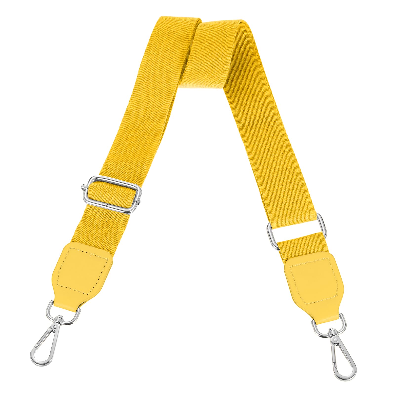 uxcell Wide Shoulder Strap, 3.8cm Adjustable Purse Strap Replacement Crossbody Strap for Shoulder Bag Handbag, Ginger Yellow, Silver Square Mouth