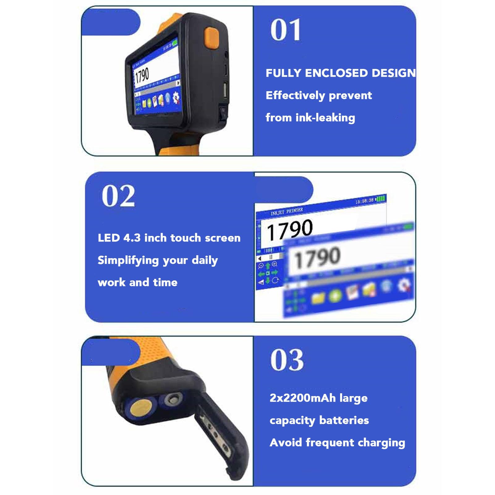 Impresora de Inyección de Tinta Portátil, Conexión BT, Impresión de 600 PPP, Ajuste de de 2 a 12,7 Mm, para Producción y Embalaje Personalizados (Enchufe de la UE)