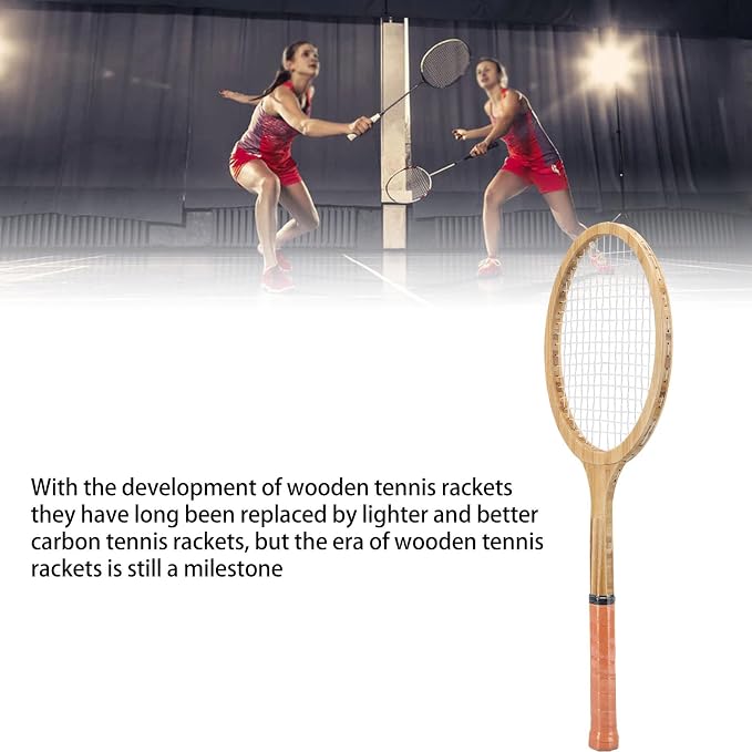 Raqueta de tenis de madera retro con madera de pino de 30 oz, colección conmemorativa antigua, gran set para niños y deportes al aire libre miniatura 5