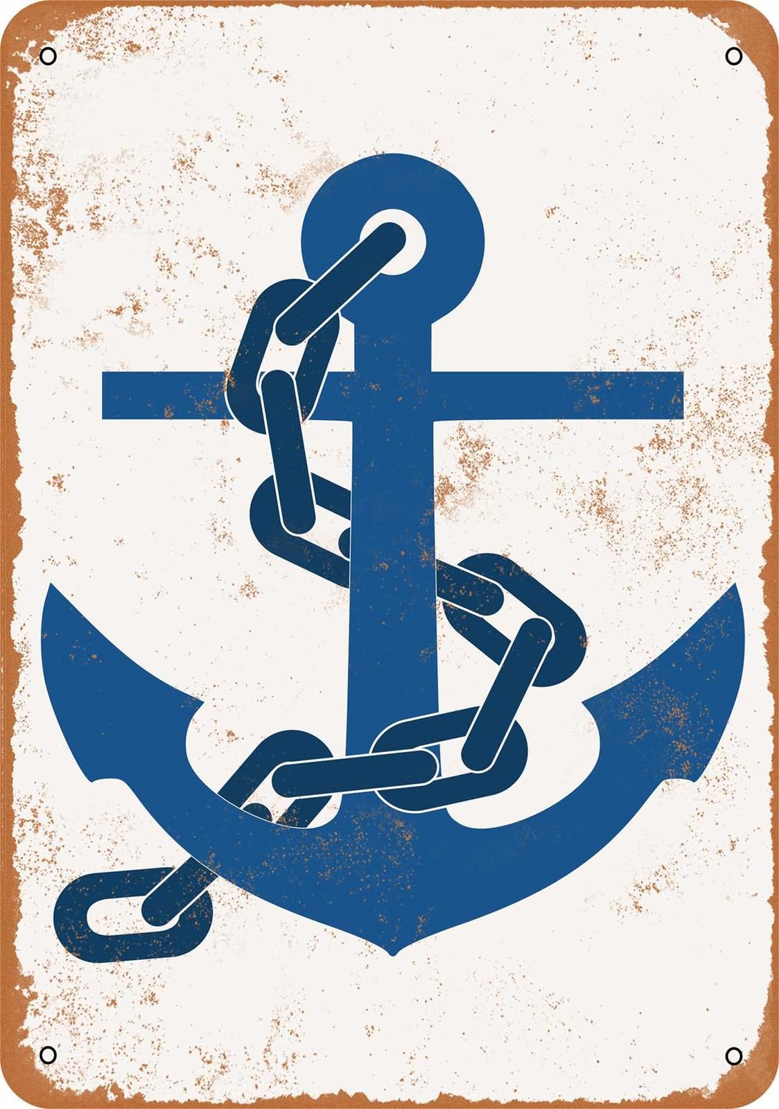 Miaomansenstore Metal Sign - Anchor And Chain Nautical - Vintage Look Home Decor