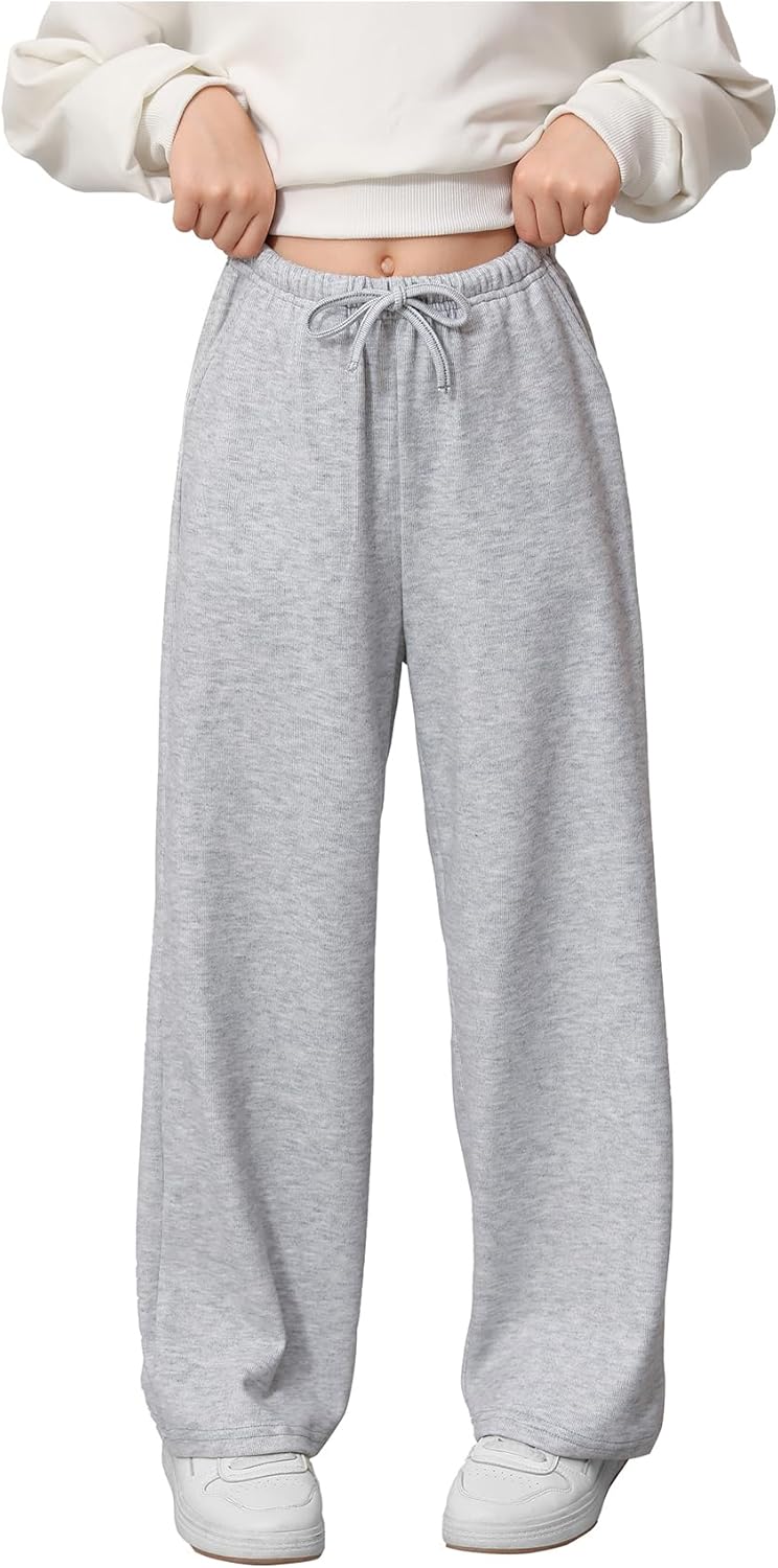 Girl's Wide Leg Baggy Sweatpants Sports Elastic Waist Long Track Pants Trousers with Pockets - Image 2