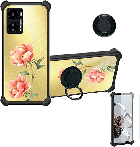 jioeuinly Kalley Black 3 Case Compatible with Kalley Black 3 Phone Case Cover with Tempered Glass Screen ProtectorRing SupportGolden Reflect Light