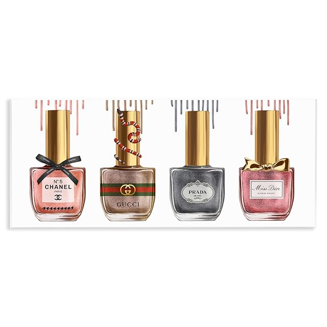 Stupell Industries Makeup Collection Nail Polish Pink Grey Red Fashion Design by Artist Ziwei Li Wall Art 7