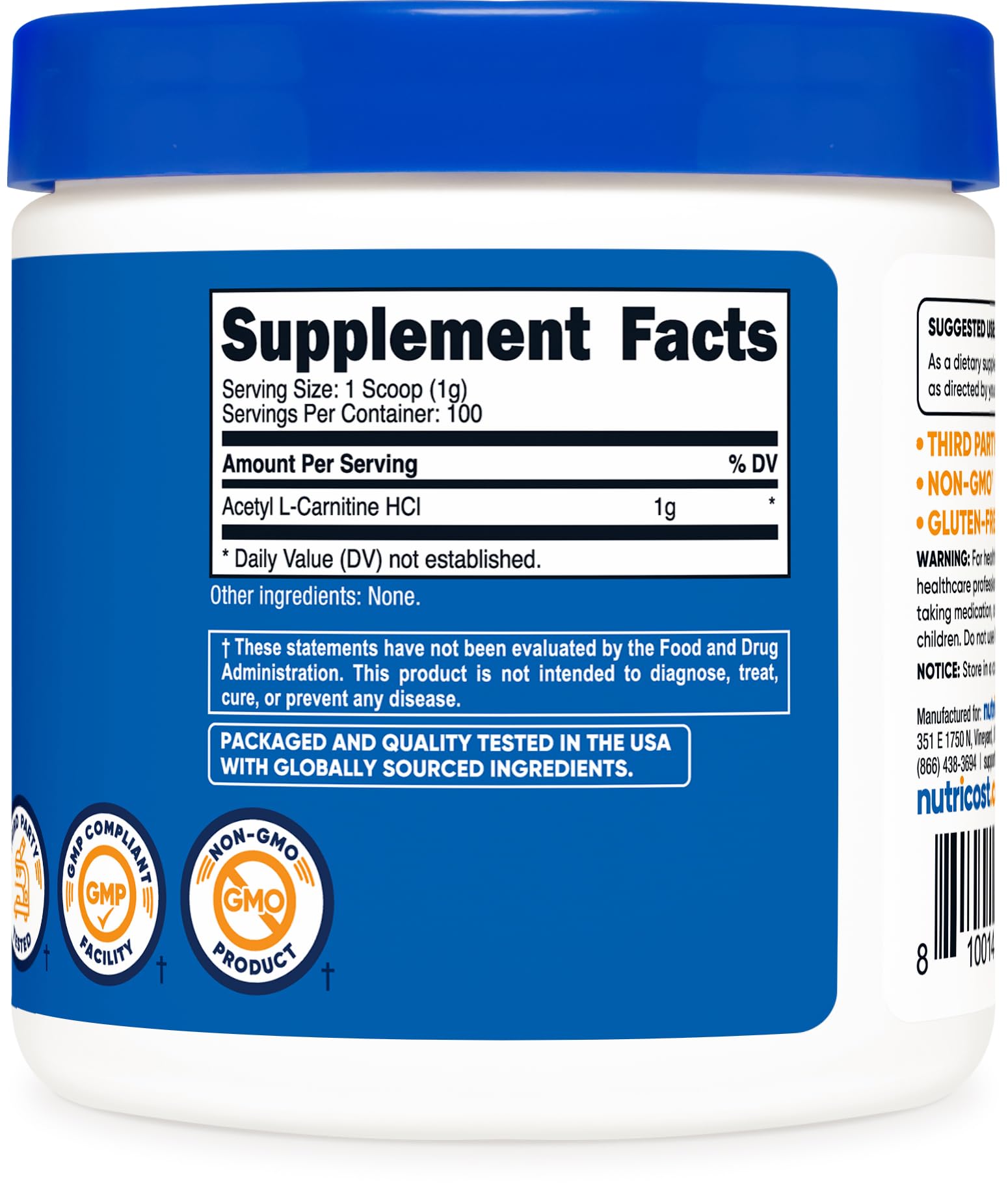 magnesium with l carnitine Health Thru Nutrition - Acetyl L-Carnitine 500 mg main image 0