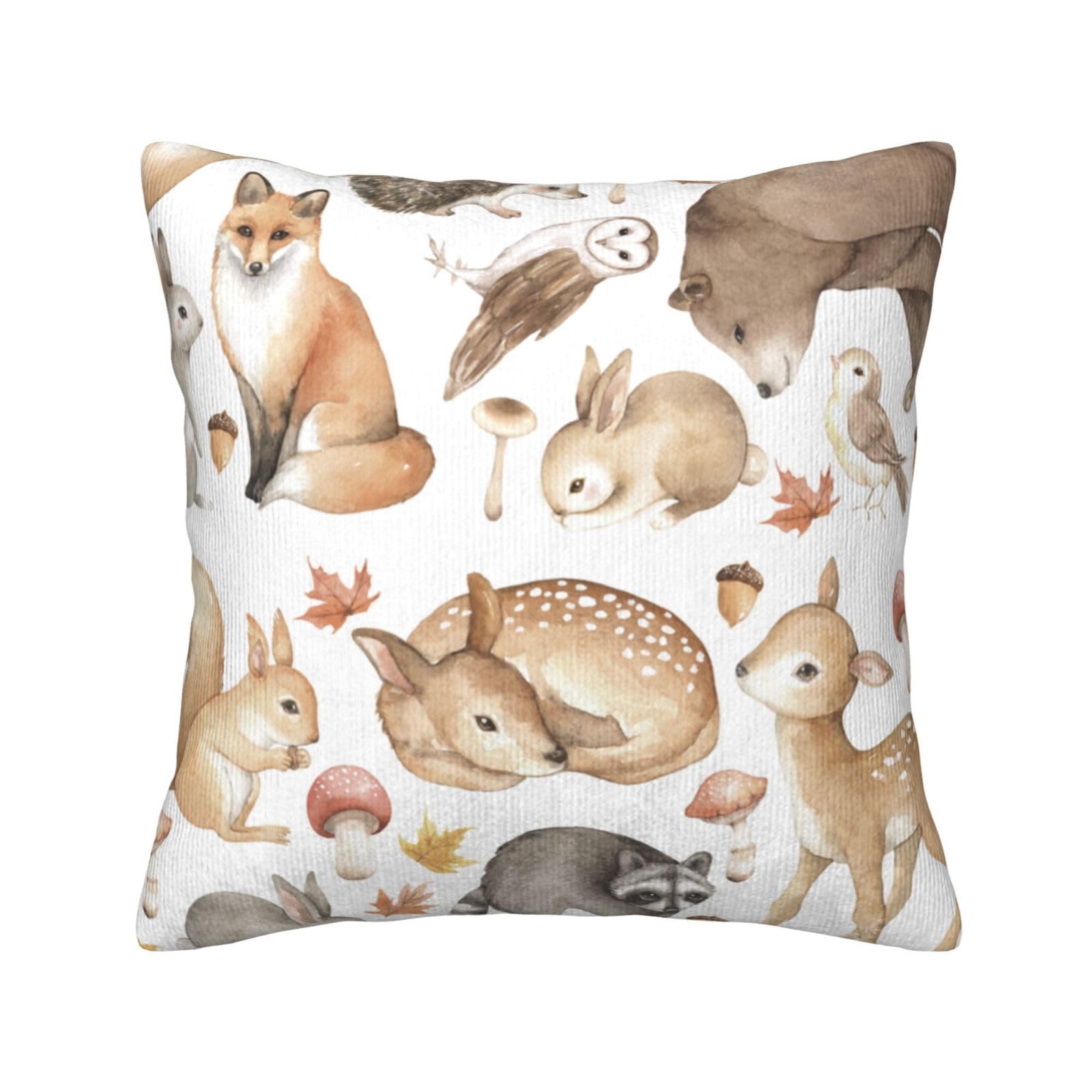 Housse de coussin raton laveur en velours côtelé pour un salon style chalet chaleureux
