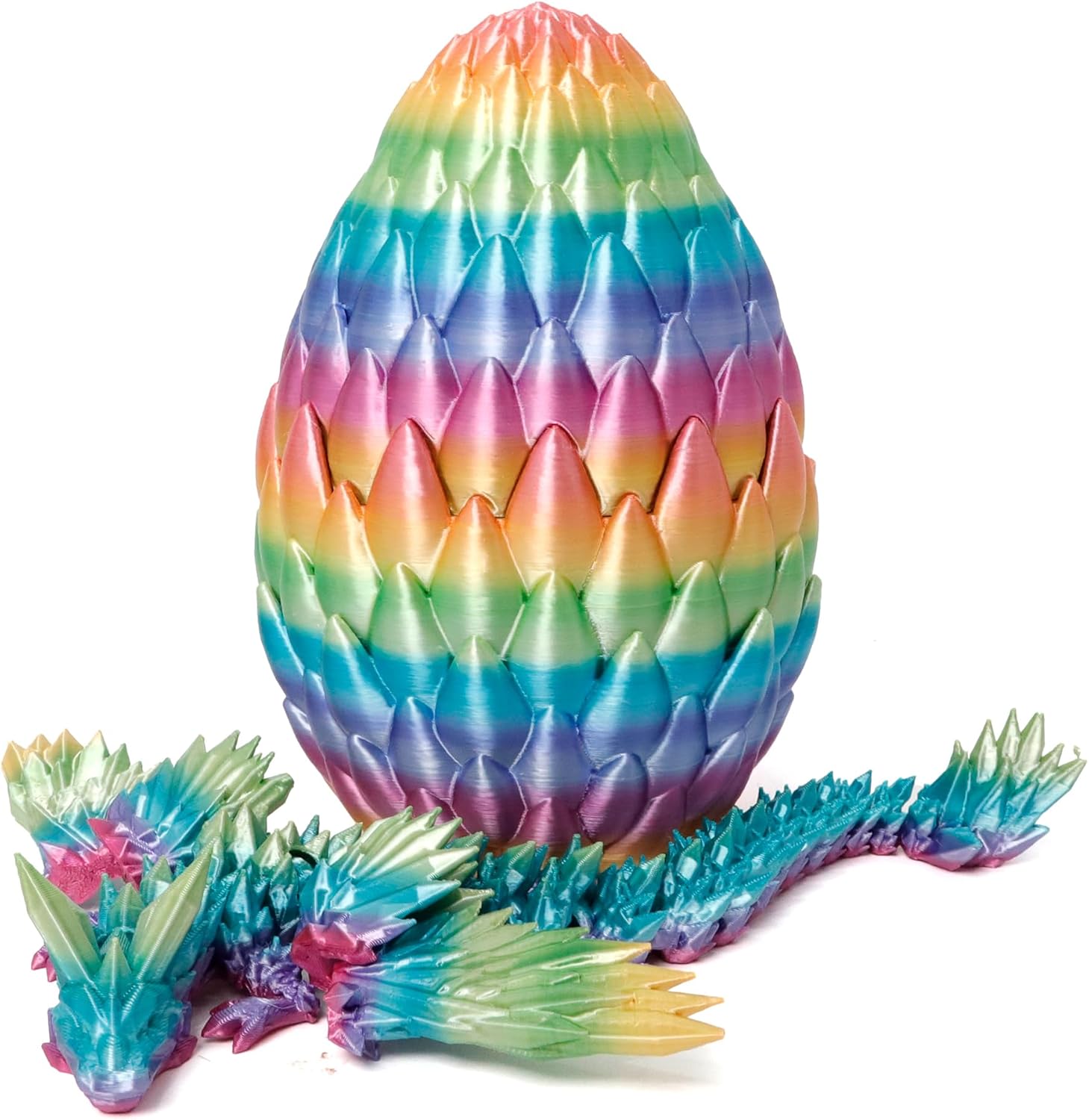 3D Printed Dragon Egg, Easter Basket Stuffers, Large 9" Flying Dragon in Eggs, Cool Fidget Toy for Birthday Gift, Flexible Figure Decor, Mystery Desk Pet for Christmas, Graduation(Rainbow) - Image 3