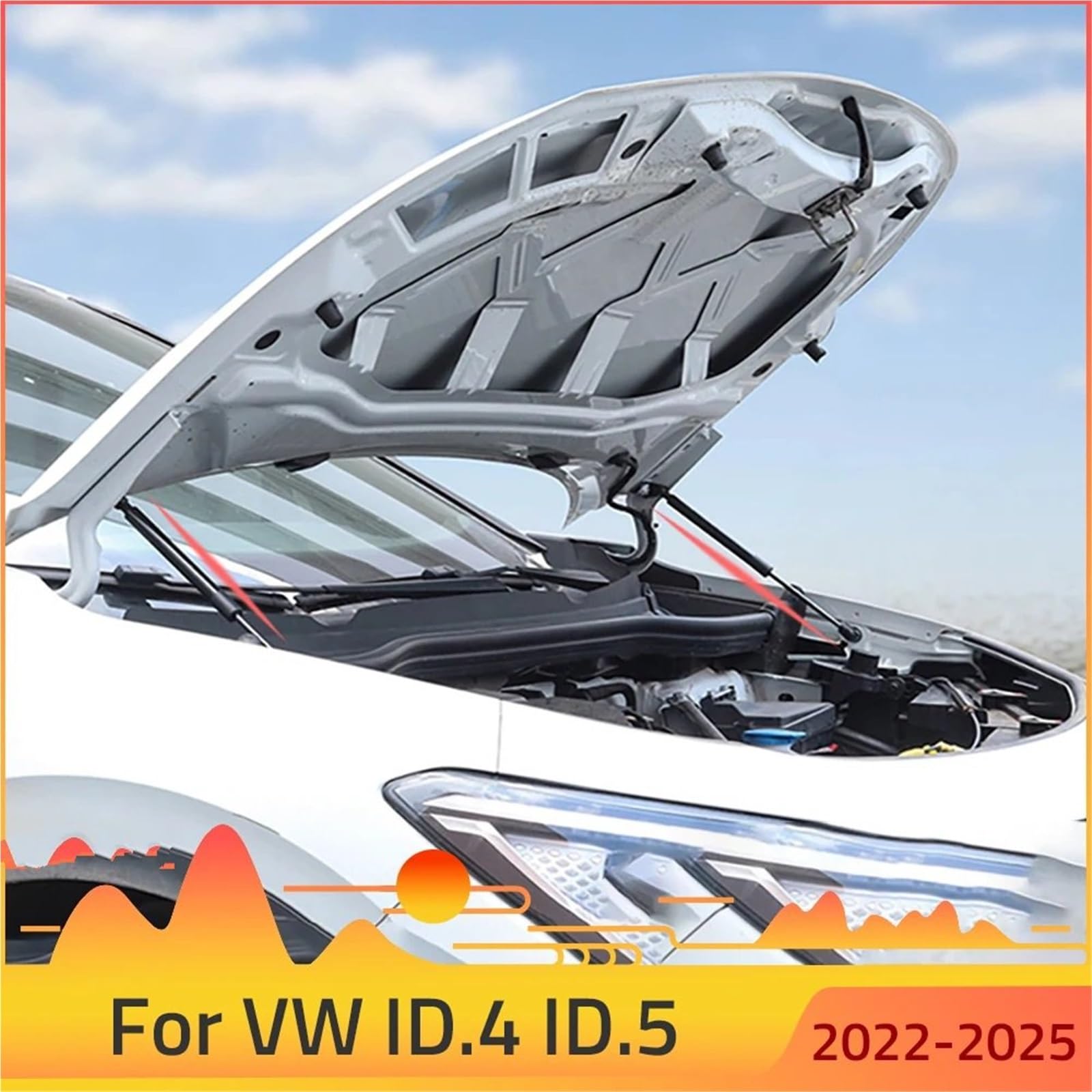 Amortyzator gazowy sprężyna gazowa Rozpórki maski samochodu pasujące do VW ID.4 Pro X Crozz ID.5 2021-2025, przednie amortyzatory gazowe, podpory podnośnika(Carbon Green)
