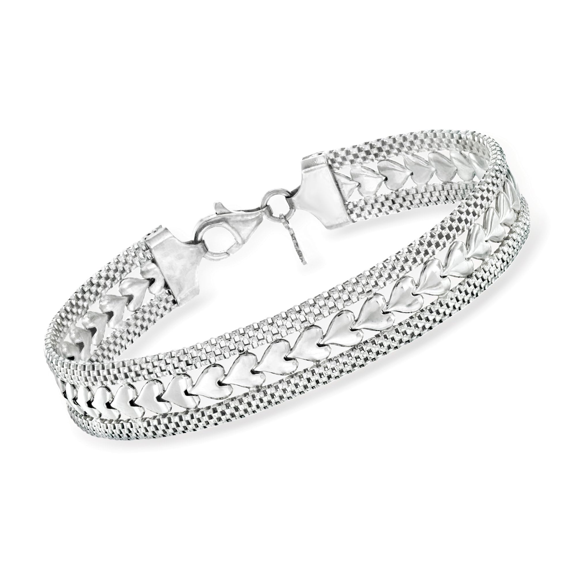 Ross-SimonsItalian Silver Heart Motif Bracelet