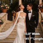 Bridal Neck Scarf Long for Wedding, 142 Inch White Wedding Scarf for Bride – Minimalist Tulle Wrap for Ceremony Elopement Reception Bridal Portrait Accessory