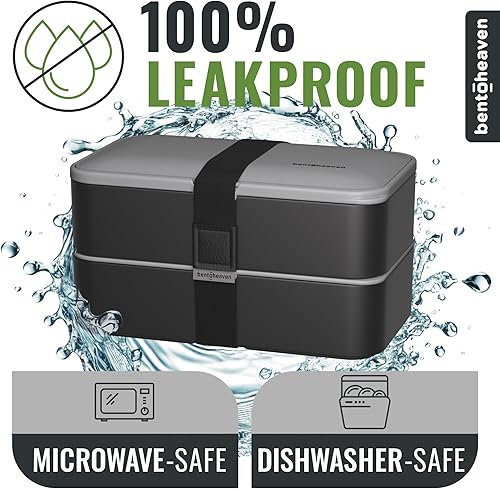 Miniatura 4 de Bentoheaven Lonchera Bento de alta calidad para adultos con compartimentos para mujeres y hombres, juego de utensilios, palillos y recipiente de