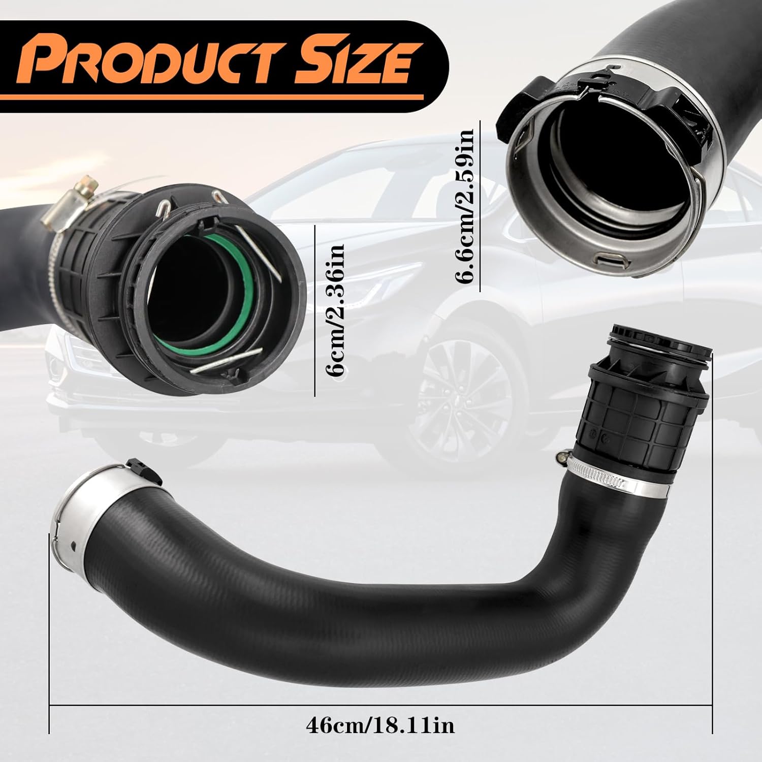 Turbocharger Intercooler Hose, Compatible with Chevy Chevrolet Cruze 2016-2019, L4 1.4L Turbocharged, Replace# 42626074, 13374646