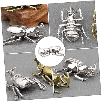 Amazon.co.jp: RORPOIR 銅製カブトムシ模型虫飾り シルバー