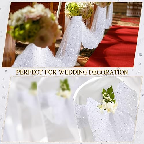 Miniatura 7 de Hosuly 54 pulgadas x 25 yardas, tela de tul con purpurina, malla de tul, rollos de malla para manualidades, vestido de princesa, capa y decoración