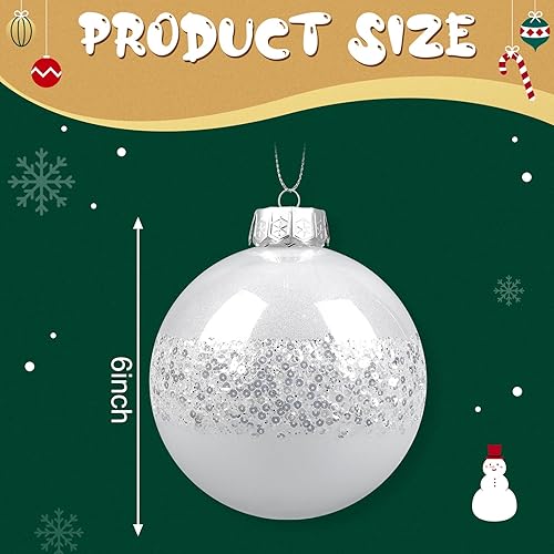 Miniatura 2 de Shappy 4 bolas de Navidad de 6 pulgadas, decoraciones de Navidad, bolas de árbol, adornos decorativos colgantes de plástico, decoración de árbol de