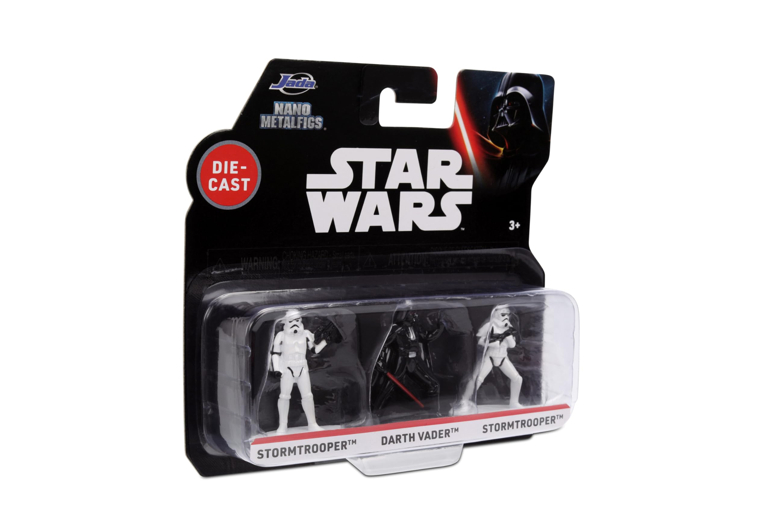Jada Toys Star Wars Nano Die-Cast Figures Set of 3, Stormtrooper, Darth Vader, Stormtrooper 2.4 cm 1.65 Inches - Multicoloured