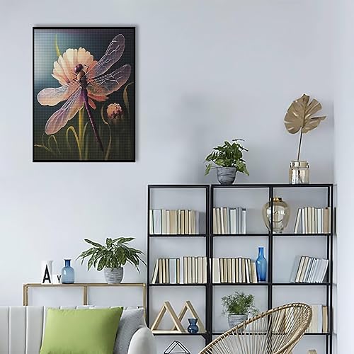 Miniatura 5 de Treff Kit de pintura de diamantes de libélula, pintura de flores de libélula, pintura de diamante completo para adultos y niños, palabras