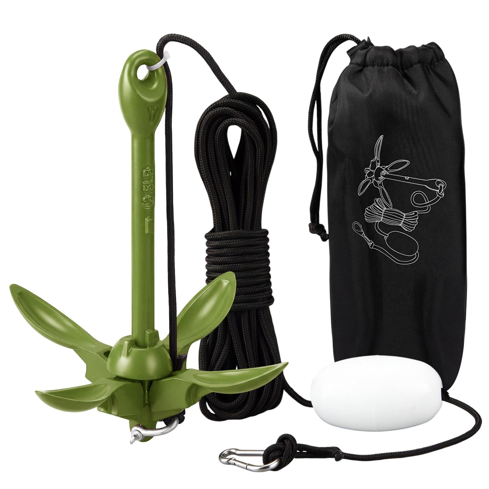MorningRo Folding Grapnel Anchor Kit, Kayak 40ft Rope