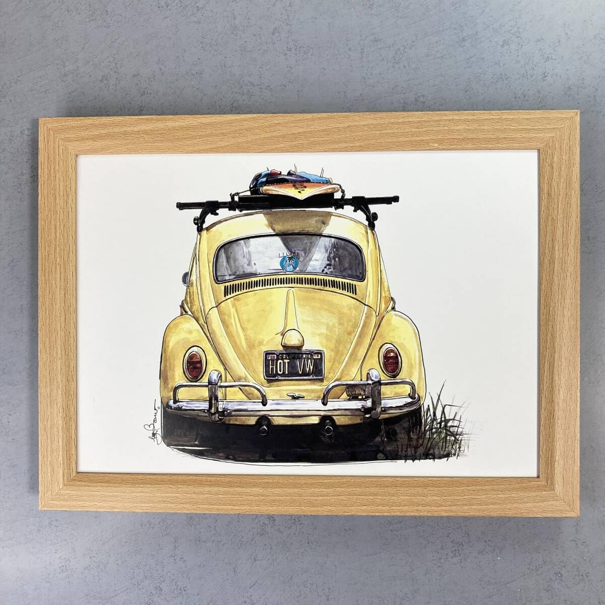 Amazon.co.jp: 額装品 BOW 池田和弘 VW Beetle イラスト B5サイズ額 