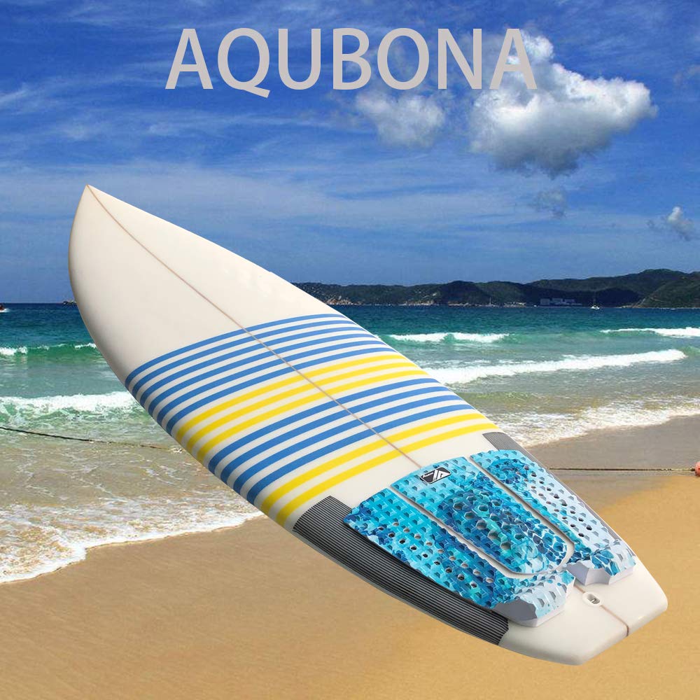 AQUBONA Almohadilla de tracción EVA de 3 Piezas para Tabla de Surf con Adhesivo 3M para Cola Profesional, se Aplica a Todas Las Tablas, Tablas de Surf, Tablas Cortas, Tablas de longboards, skimboards