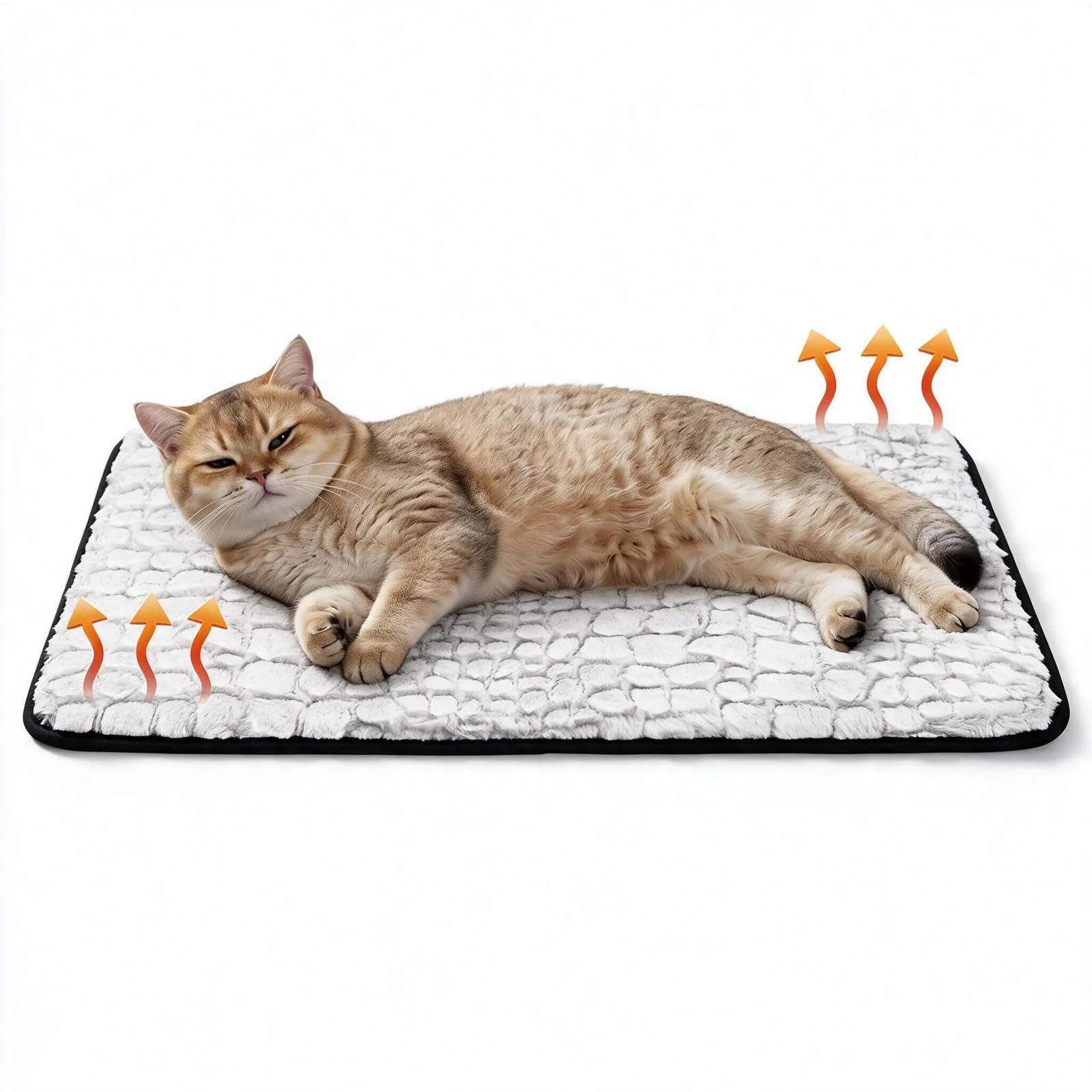 Aitsite Self Warming Cat Bed, 70 * 50cm Self Heating Pet Mat Cozy Calming Cat Blanket, Electric Free Heating Pad, Non Slip Machine Washable for Kittens and Senior Cats Indoor and Outdoor Use