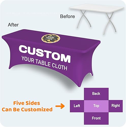 Miniatura 3 de Mantel personalizado con texto del logotipo de la empresa, mantel personalizado, mantel de elastano elástico personalizado para eventos de ferias