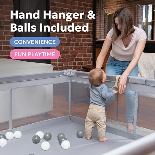 Miniatura 8 de MioTetto Corralito para bebés de 50 x 50 pulgadas, corralito portátil, corralito para bebés y niños pequeños con puerta y malla transpirable, patio